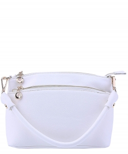 Designer Inspired Zipper Pocket Top Handbag WU065 WHITE